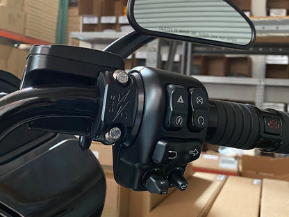 OG Clutch & Brake Perch Clamp - Black. Fits Softail 1984-2024, Dyna 1991-2017, Most Touring 1982-2024, Sportster 1982-2003 & FXR 1982-1994