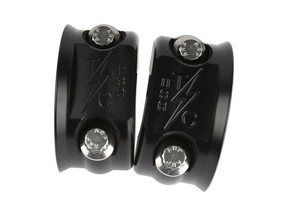 OG Clutch & Brake Perch Clamp - Black. Fits Softail 1984-2024, Dyna 1991-2017, Most Touring 1982-2024, Sportster 1982-2003 & FXR 1982-1994