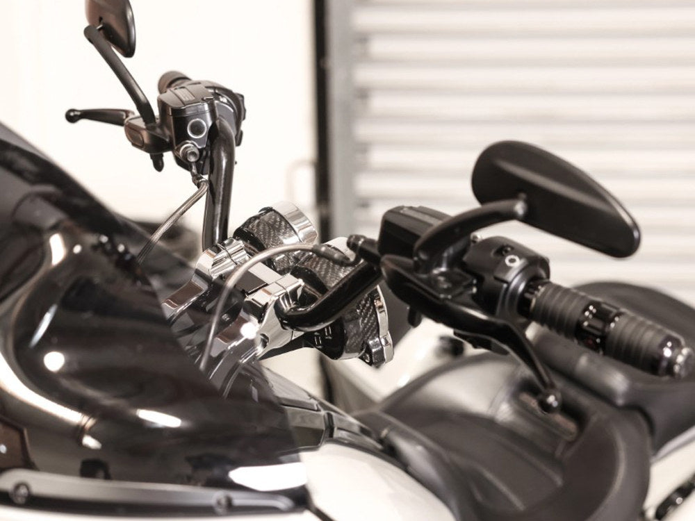 Thrashin Risers to Gauges Relocation Front Extension Bracket - Black. Fits Road Glide 2015up.
