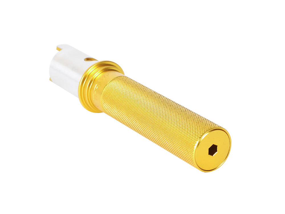 Thrashin Gold Billet Throttle Sleeve. Fits CVO Touring 2023up, Street Glide & Road Glide 2024up, Touring 2025up & Softail 2025up