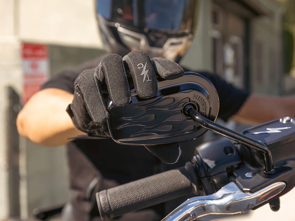 Billet Mini Mirrors Flame - Black