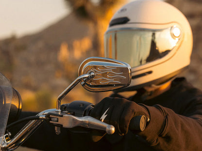 Billet Mini Mirrors Flame - Chrome