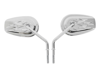 Billet Mini Mirrors Flame - Chrome