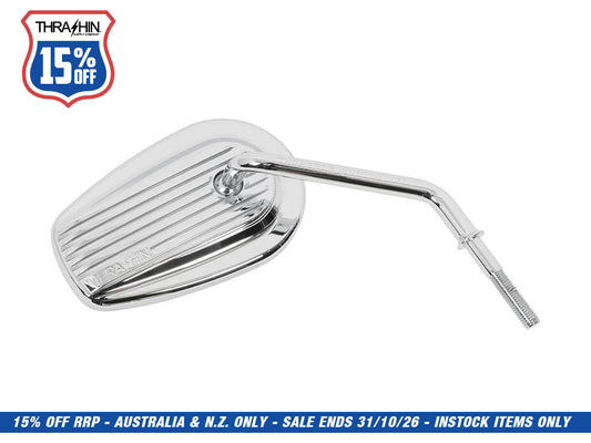 Billet Mini Mirrors Finned - Chrome