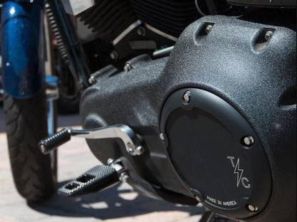 5-Hole Dished Billet Derby Cover - Black. Fits Softail 1999-2018, Dyna 1999-2017 & Touring 1999-2015.