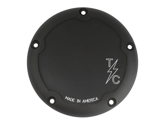 5-Hole Dished Billet Derby Cover - Black. Fits Softail 1999-2018, Dyna 1999-2017 & Touring 1999-2015.