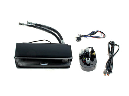 Fan Assisted Low Mount Oil Cooler Kit - Gloss Black. Fits Dyna 1993-2017