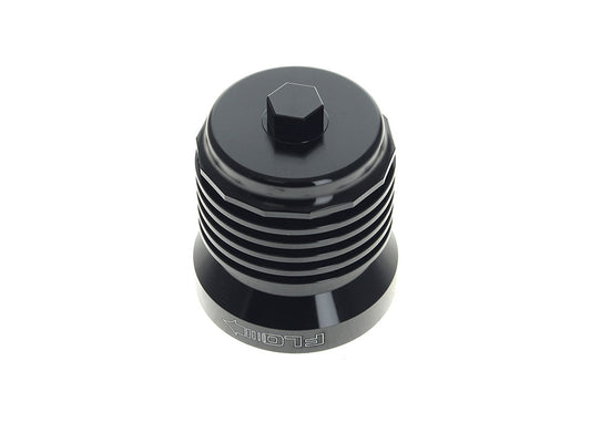 FLO Reusable Oil Filter - Black with Polished Fins. Fits Street 2015-2020, Indian 2014up, Victory 1999-2017 & Various Honda, Kawasaki, Triumph & Yamaha Models
