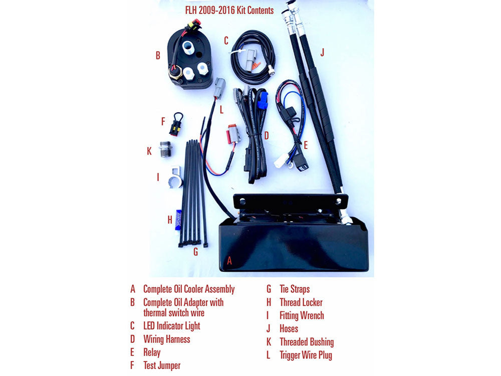 Fan Assisted Low Mount Oil Cooler Kit - Gloss Black. Fits Touring 2009-2016