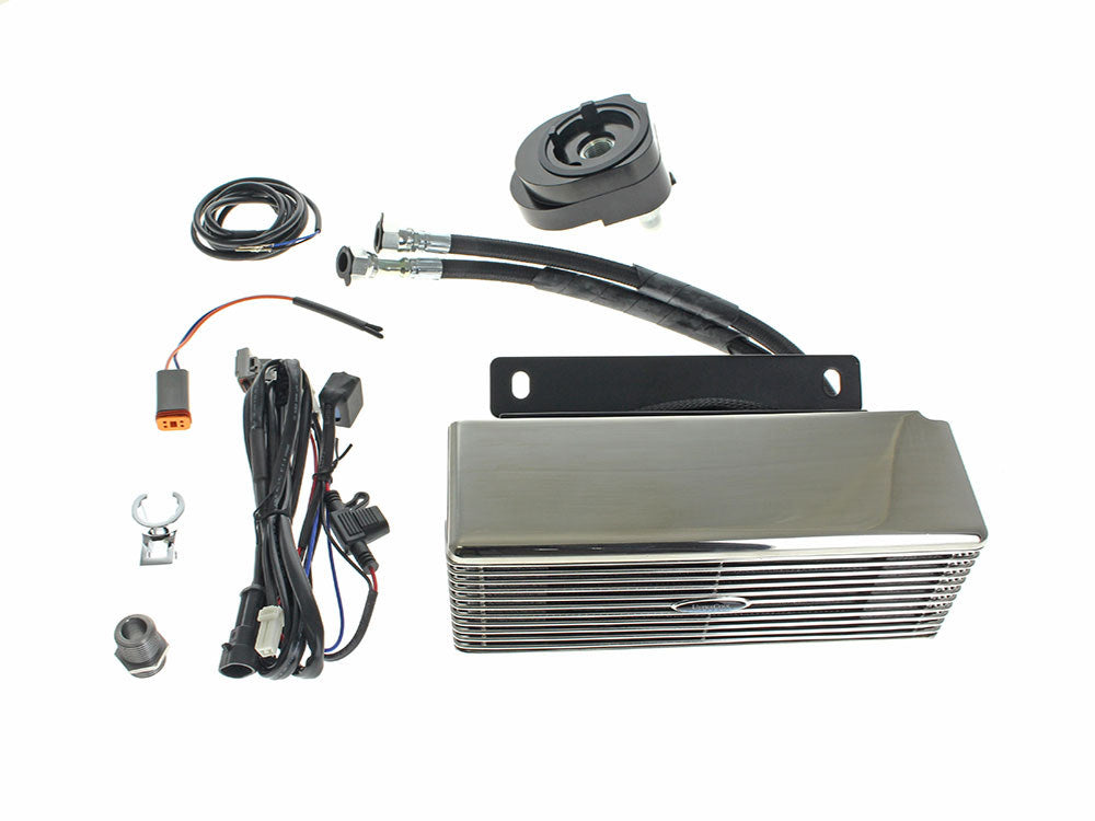 Fan Assisted Low Mount Oil Cooler Kit - Stainless Steel. Fits Touring 2009-2016