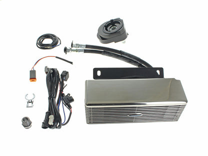 Fan Assisted Low Mount Oil Cooler Kit - Stainless Steel. Fits Touring 2009-2016
