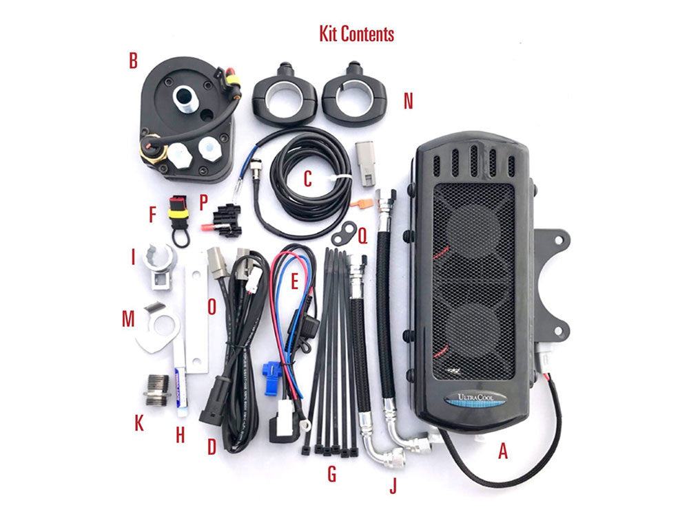Fan Assisted Side Mount Oil Cooler Kit - Gloss Black. Fits Softail 1985-2017