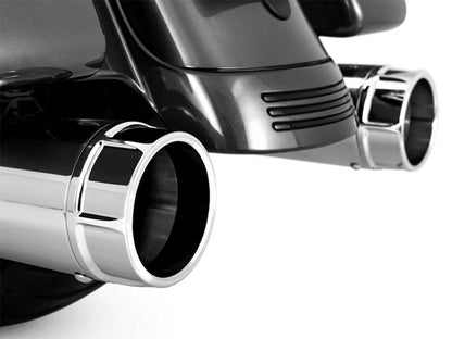 4.5in. Torquer 450 Slip-On Mufflers - Chrome with Chrome End Caps. Fits Touring 1995-2016