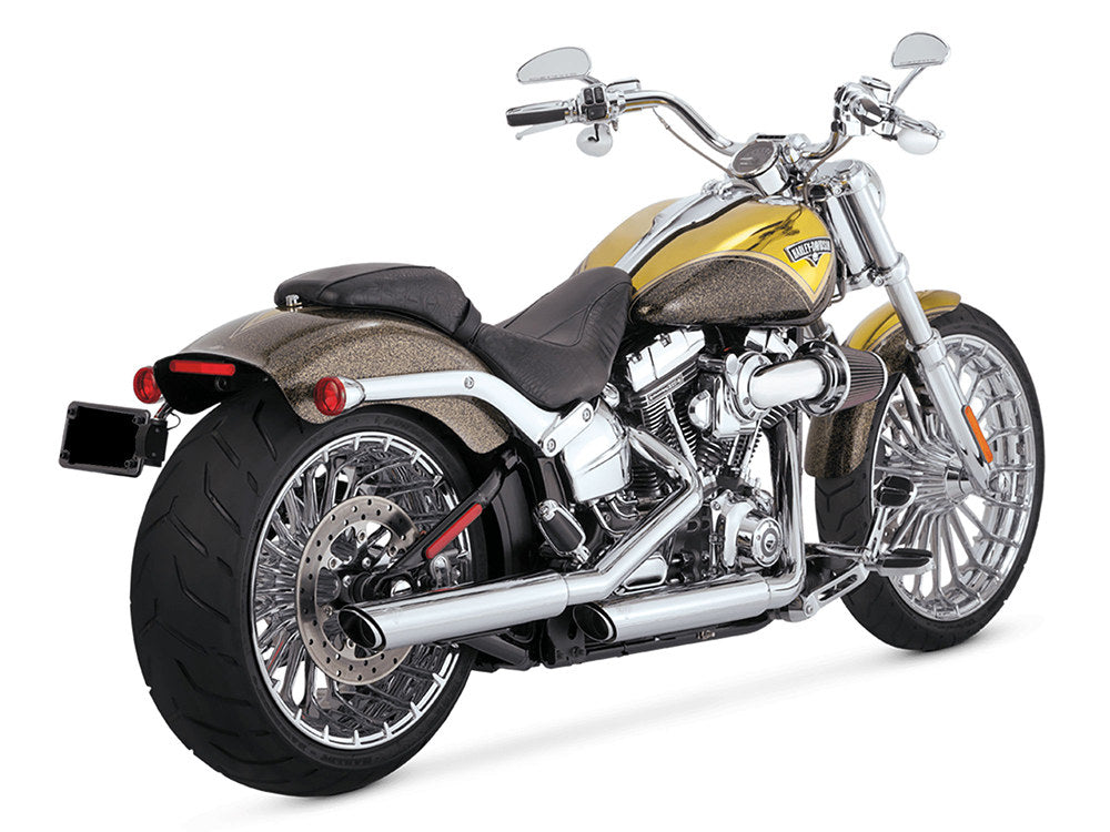 3in. Twin Slash Slip-On Mufflers - Chrome. Fits Softail FXST 2007-2017, Heritage Softail Classic 2007-2017, Breakout 2013-2017 & Rocker 2008-2011.