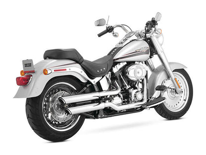 3in. Twin Slash Slip-On Mufflers - Chrome. Fits Softail Deuce 2007 & Fat Boy 2007-2017