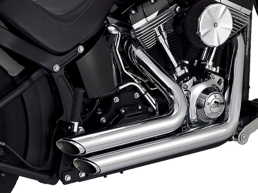 Shortshots Staggered Exhaust - Chrome. Fits Softail 1986-2017 Non-240 Tyre Models