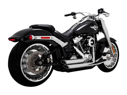 Shortshots Staggered Exhaust - Chrome. Fits Breakout & Fat Boy 2018up