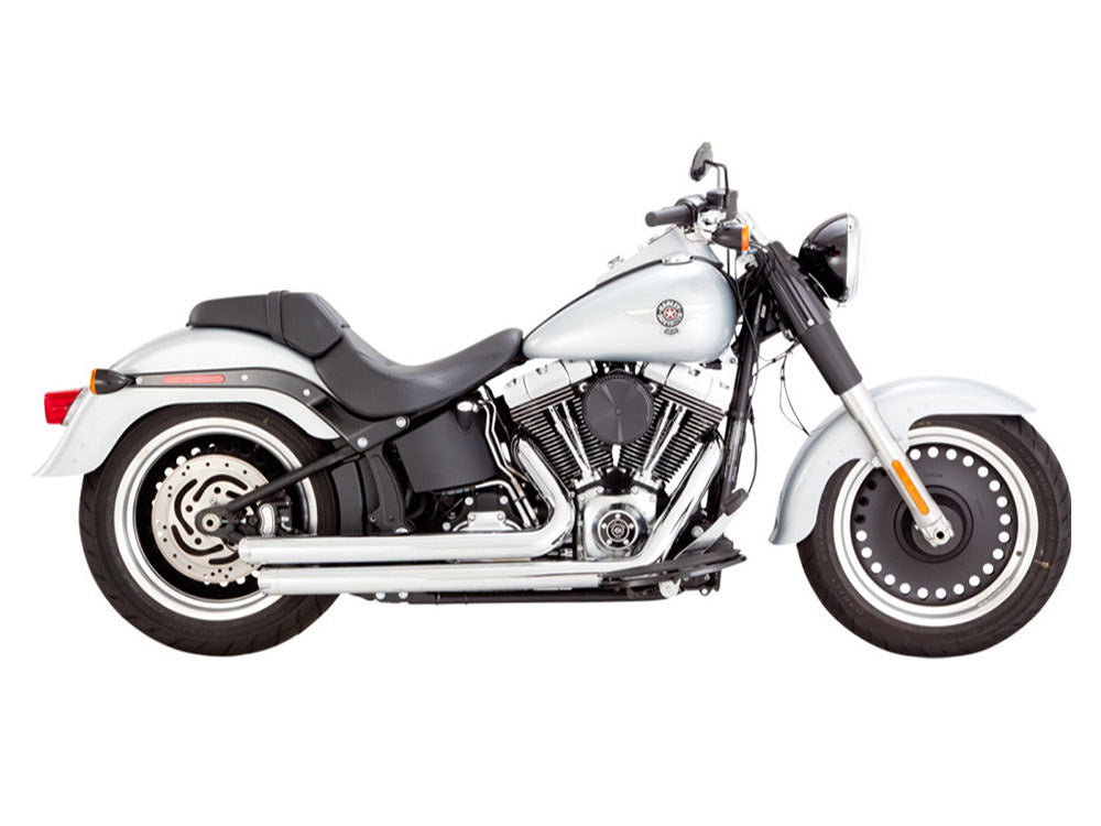Big Shots Staggered Exhaust - Chrome. Fits Softail 1986-2017 Non-240 Tyre Models