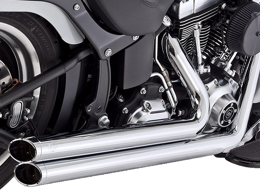 Big Shots Staggered Exhaust - Chrome. Fits Softail 1986-2017 Non-240 Tyre Models