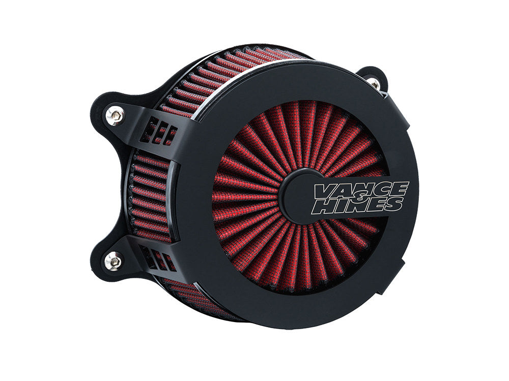 VO2 Cage Fighter Air Cleaner Kit - Black. Fits Softail 2000-2015, Dyna 1999-2017, Touring 1999-2007 with CV Carb or Cable Operated Delphi EFI