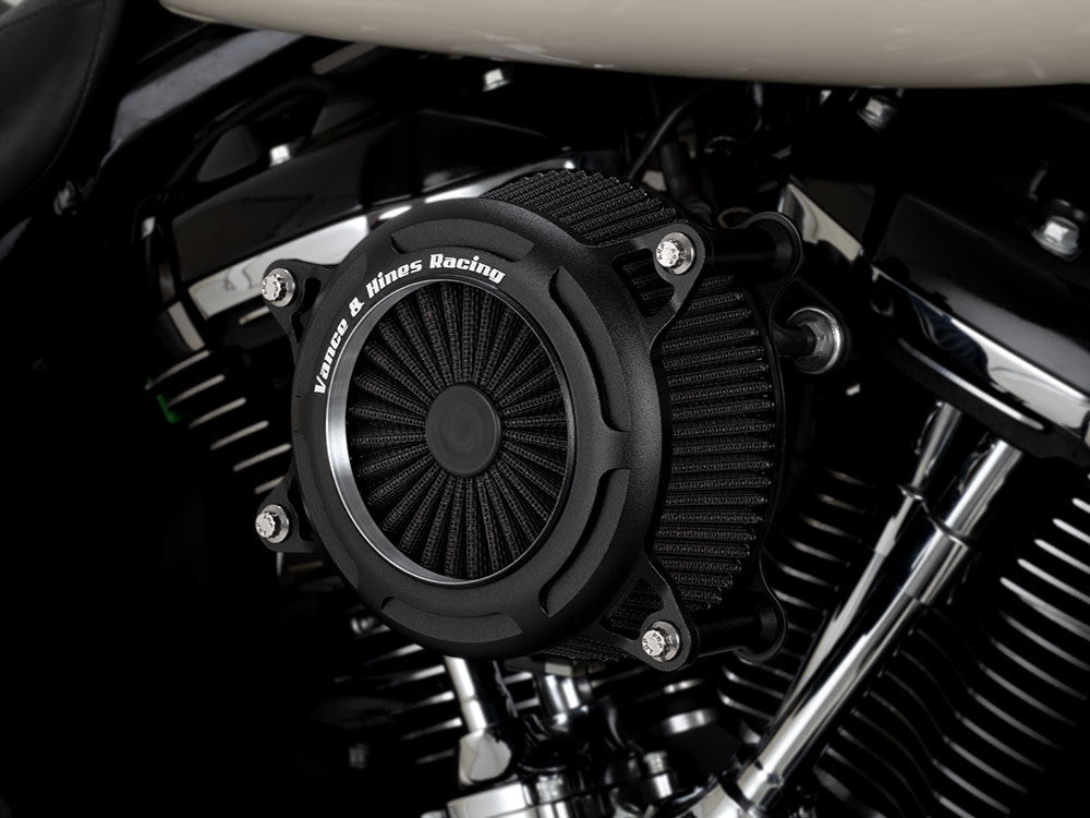 VO2 Onyx Air Cleaner Kit - Wrinkle Black. Fits CVO Touring 2023up, Street Glide & Road Glide 2024up, Touring 2025up & Softail 2025up