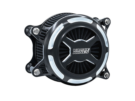 VO2 X Air Cleaner Kit - Black Contrast. Fits Touring 2008-2016, Softail 2016-2017, CVO Softail 2011-2017 & Dyna Low Rider S 2016-2017 with Throttle-by-Wire