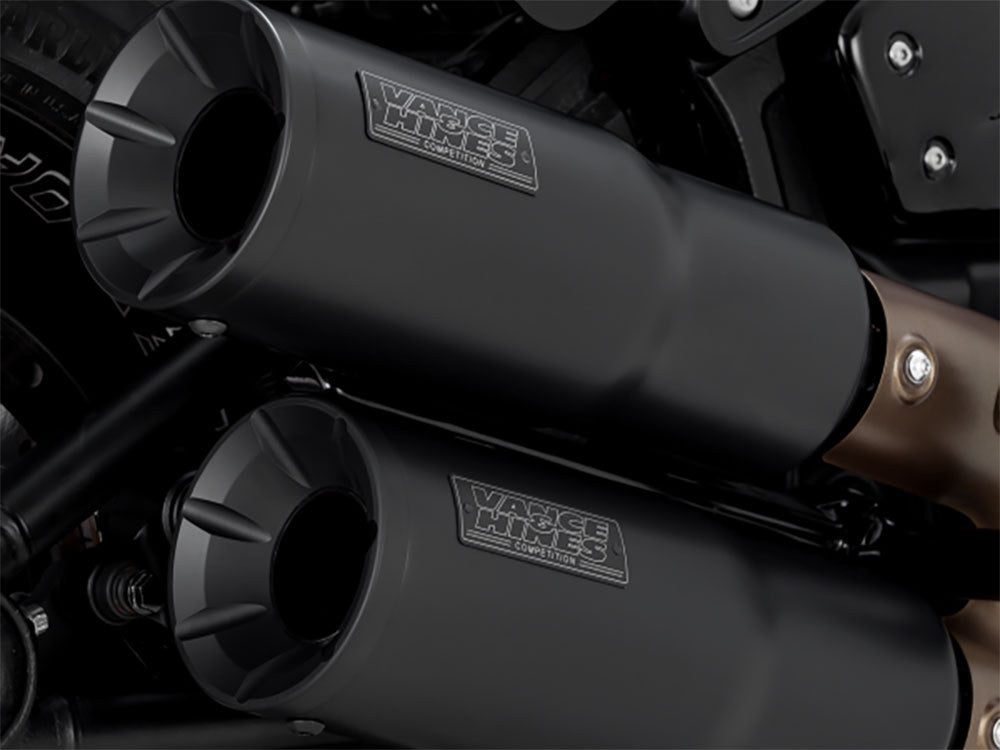 Hi-Output Slip-On Mufflers - Black. Fits Fat Bob 2018-2024