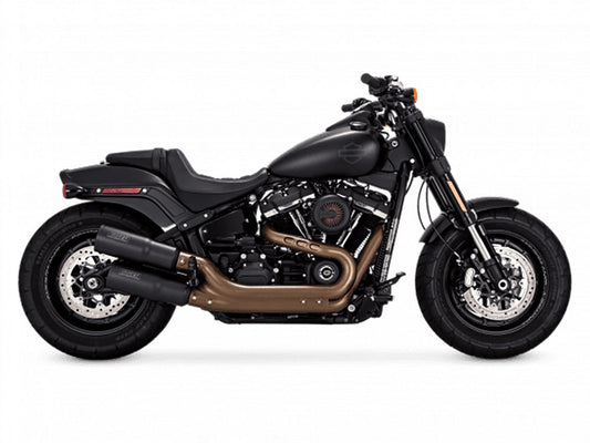 Hi-Output Slip-On Mufflers - Black. Fits Fat Bob 2018-2024