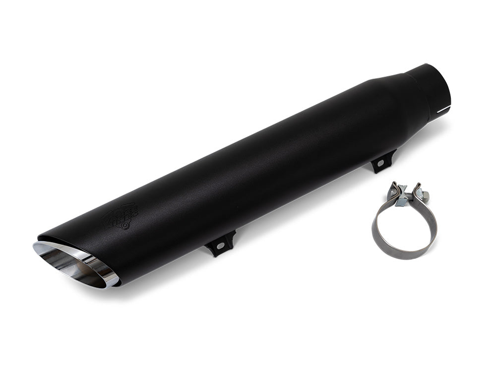 4in. Twin Slash Slip-On Muffler - Black. Fits Softail Street Bob, Low Rider S, Low Rider ST & Heritage 2025up