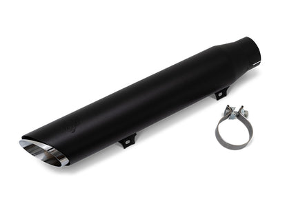 4in. Twin Slash Slip-On Muffler - Black. Fits Softail Street Bob, Low Rider S, Low Rider ST & Heritage 2025up