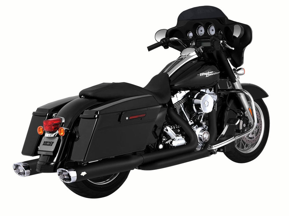 Dresser Duals, Right Side Tuck & Under Headers - Black. Fits Touring 2009-2016