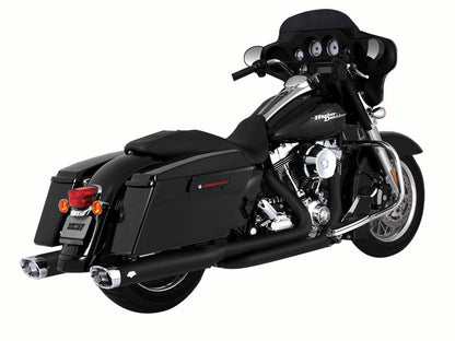 Dresser Duals, Right Side Tuck & Under Headers - Black. Fits Touring 2009-2016