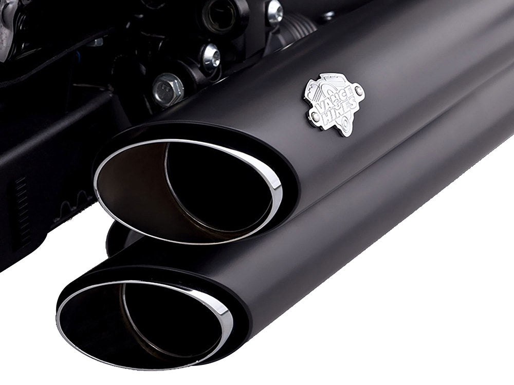 Shortshots Staggered Exhaust - Black. Fits Softail 1986-2017 Non-240 Tyre Models