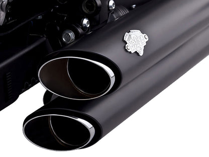 Shortshots Staggered Exhaust - Black. Fits Softail 1986-2017 Non-240 Tyre Models