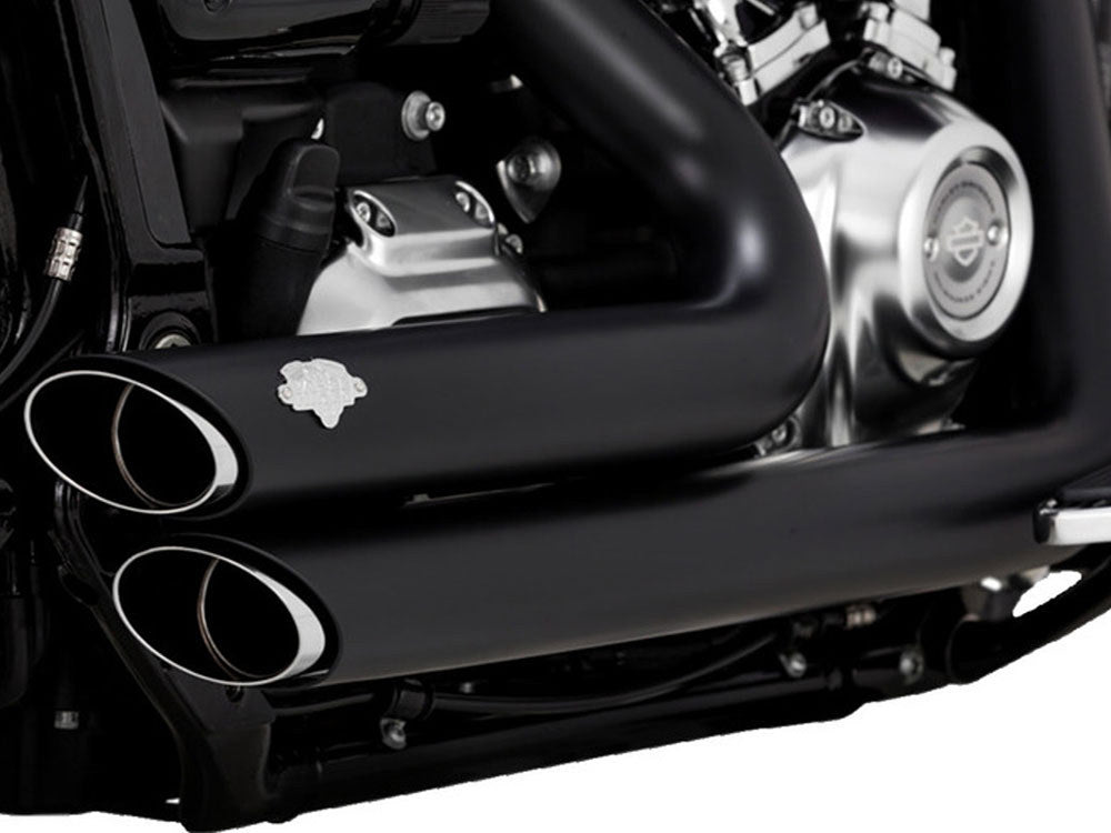 Shortshots Staggered Exhaust - Black. Fits Breakout & Fat Boy 2018up