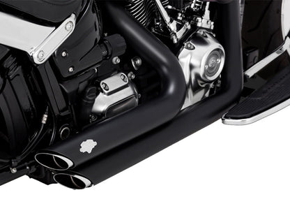 Shortshots Staggered Exhaust - Black. Fits Breakout & Fat Boy 2018up