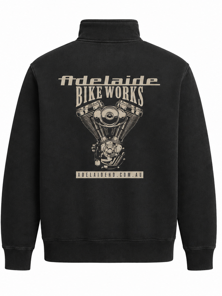 Adelaide Bike Works Engine 1/4 Zip Jumper- Coal