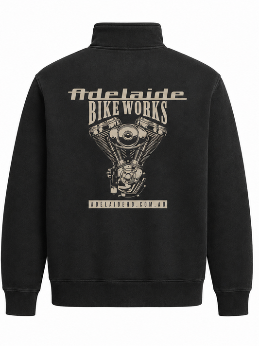 Adelaide Bike Works Engine 1/4 Zip Jumper- Coal