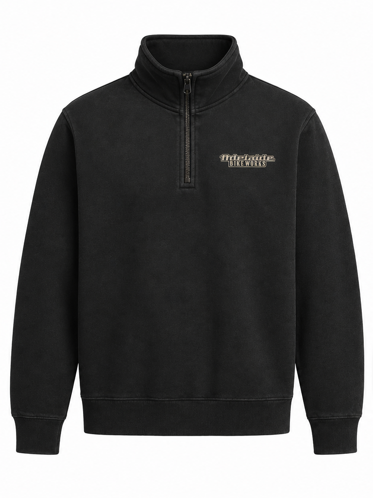 Adelaide Bike Works Engine 1/4 Zip Jumper- Coal