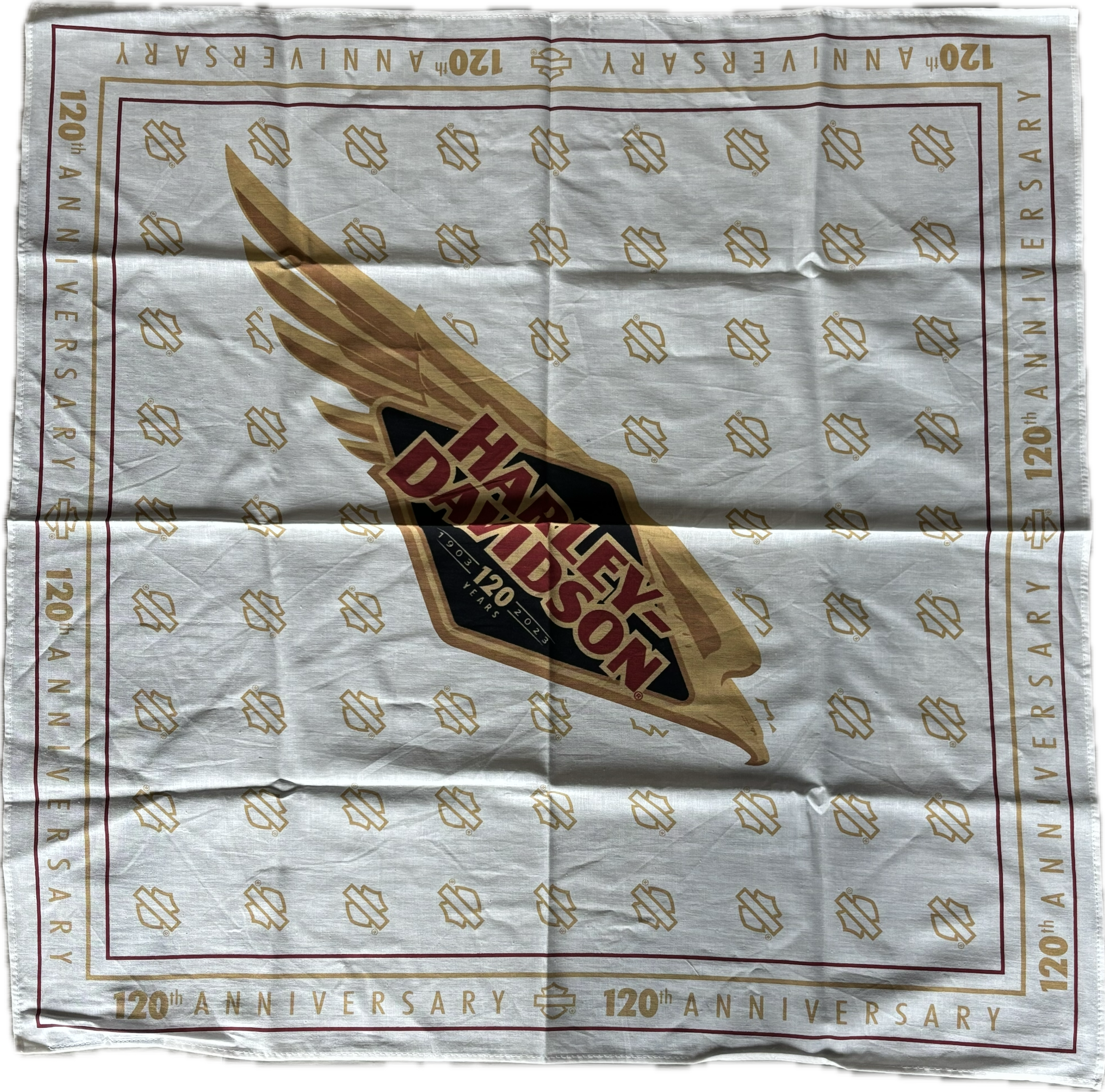 Harley-Davidson Vintage 120 Year Bandana - White