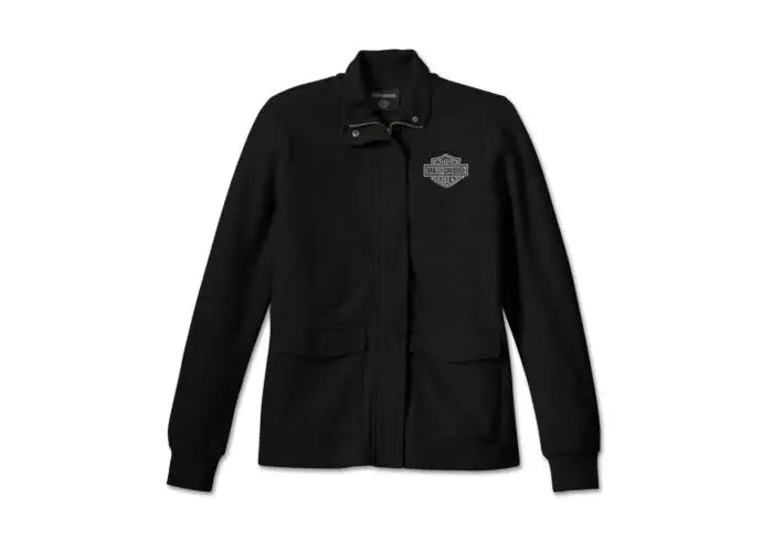 Women's Harley-Davidson Hill Climber Crew Zip- Heather Grey/Black