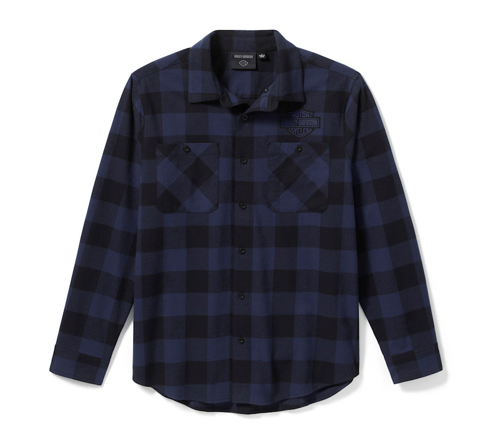 Harley-Davidson Bar & Shield Buffalo Check Flannel - Plaid - Mood Indigo/Harley Black