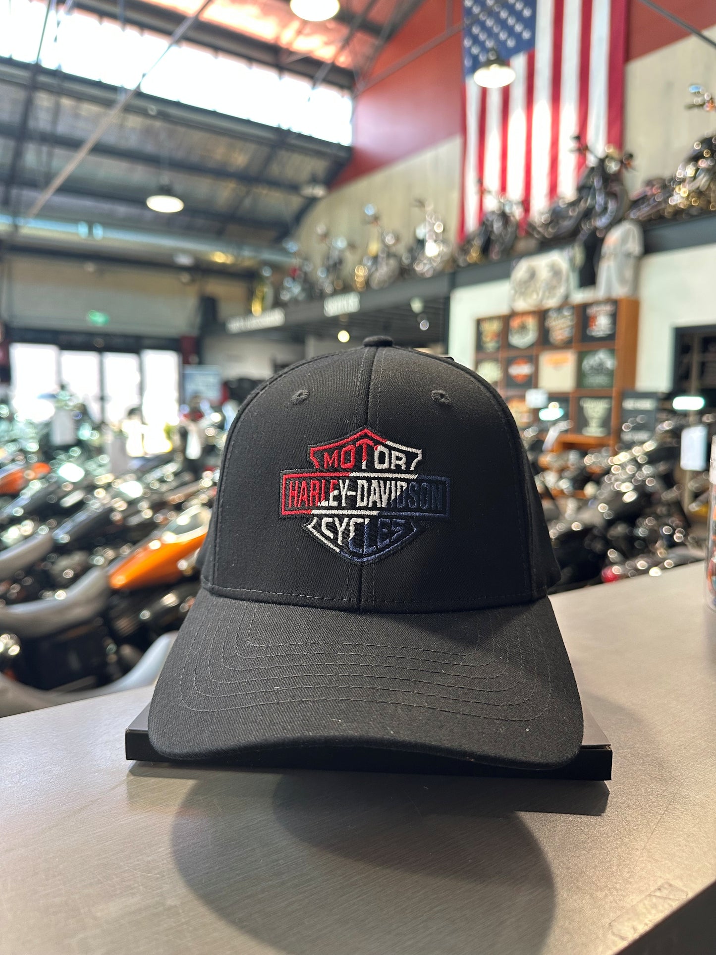 Adelaide Harley-Davidson Bike Works (Blue White Red) B&S Fitted Cap