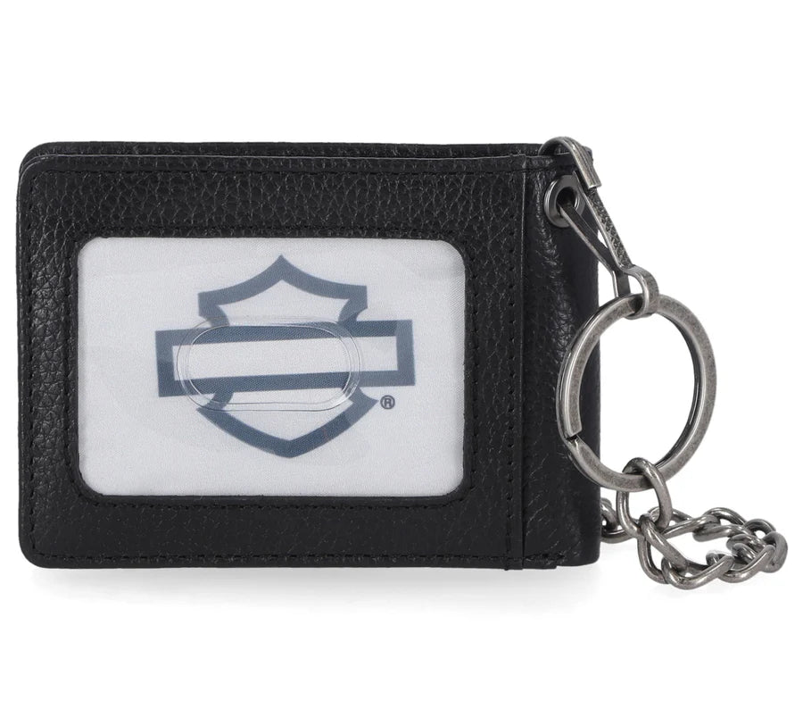 Harley-Davidson Men's B&S Leather Wallet & Chain
