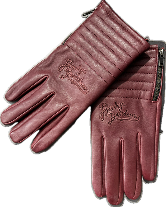 Harley-Davidson Women's Full Speed Leather Gloves - Red Leather