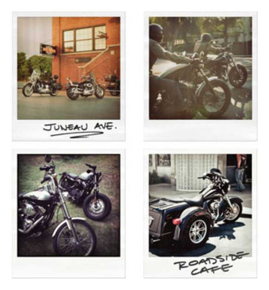 Harley-Davidson Snapshot Wooden Cork Back Coaster Set, 8 Pack