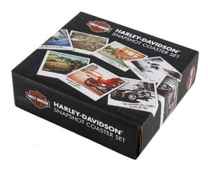 Harley-Davidson Snapshot Wooden Cork Back Coaster Set, 8 Pack