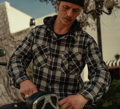 Harley-Davidson Men's Hooded Plaid Long Sleeve Shirt