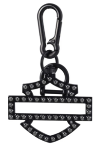 Harley-Davidson Studded Bar & Shield Silhouette Keychain- Black