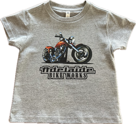 Adelaide Bike Works Kids Motorcycle Tee- Marle Grey